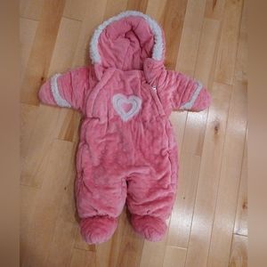 3-6m Cherokee pink minky with heart one piece jacket